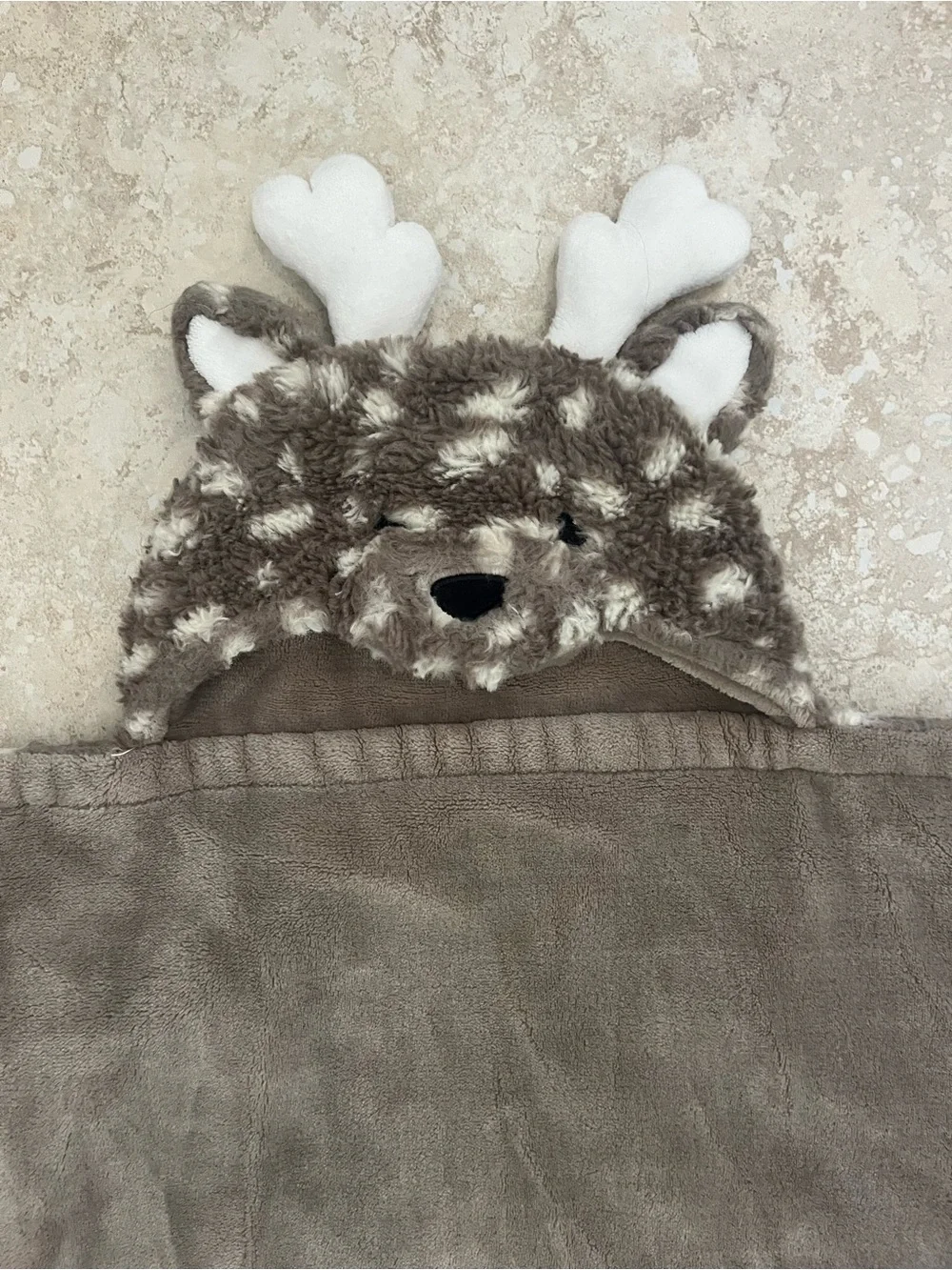 Cozy Brown Deer Hooded Baby Blanket